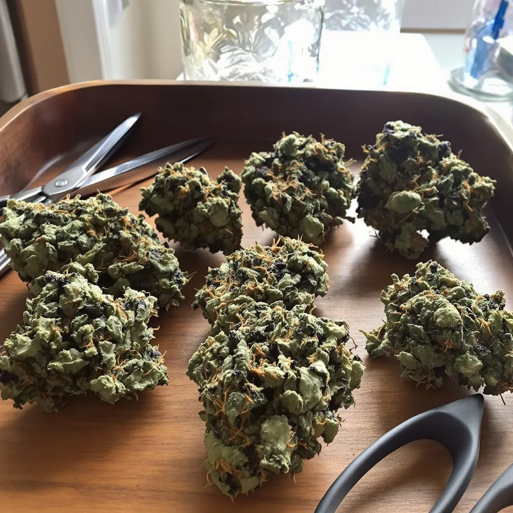 God’s Treat 78% indica / 22% sativa — flor con tricomas visibles