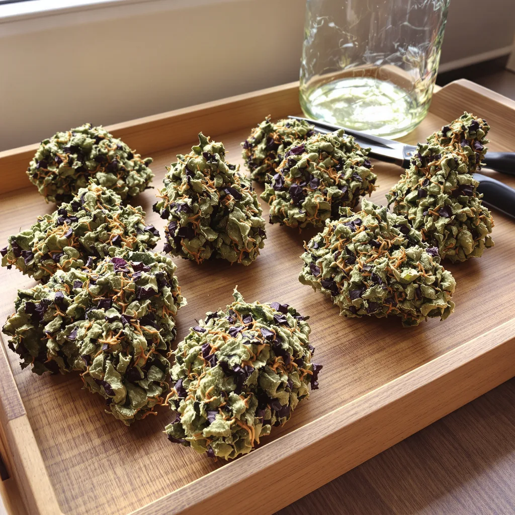 Godberry 74% indica / 26% sativa — flor con tricomas visibles