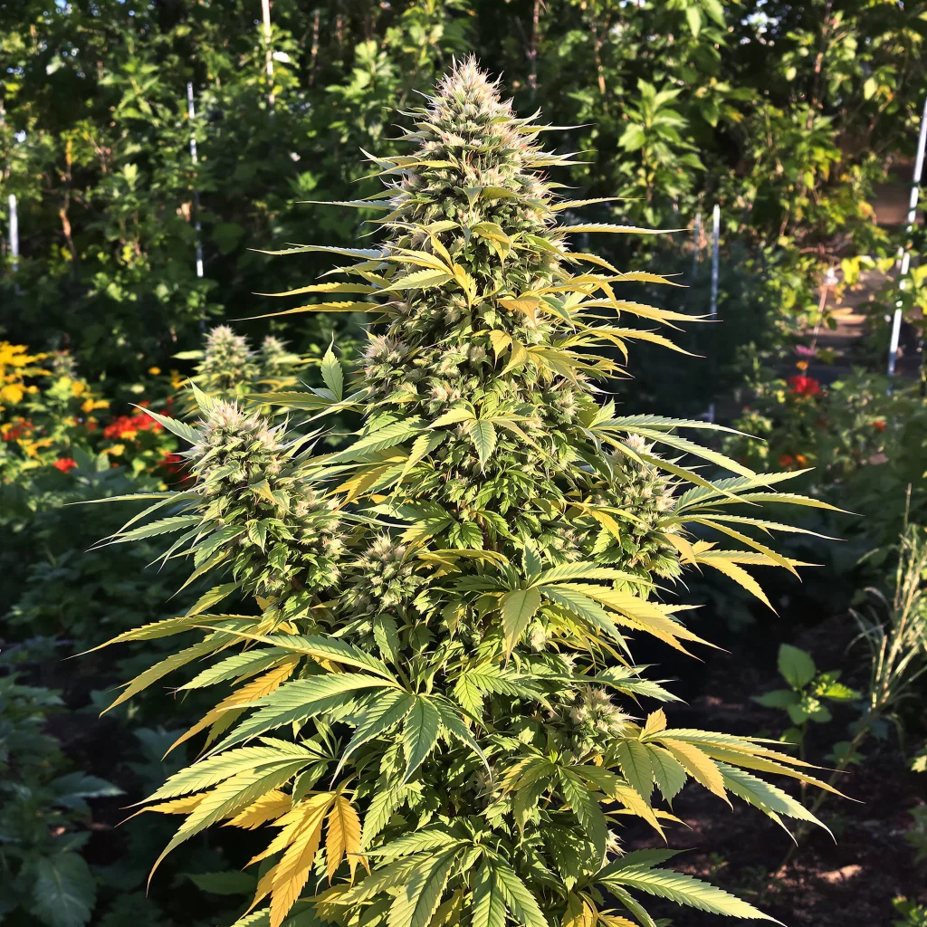 Godfather OG 60% indica / 40% sativa — flor con tricomas visibles