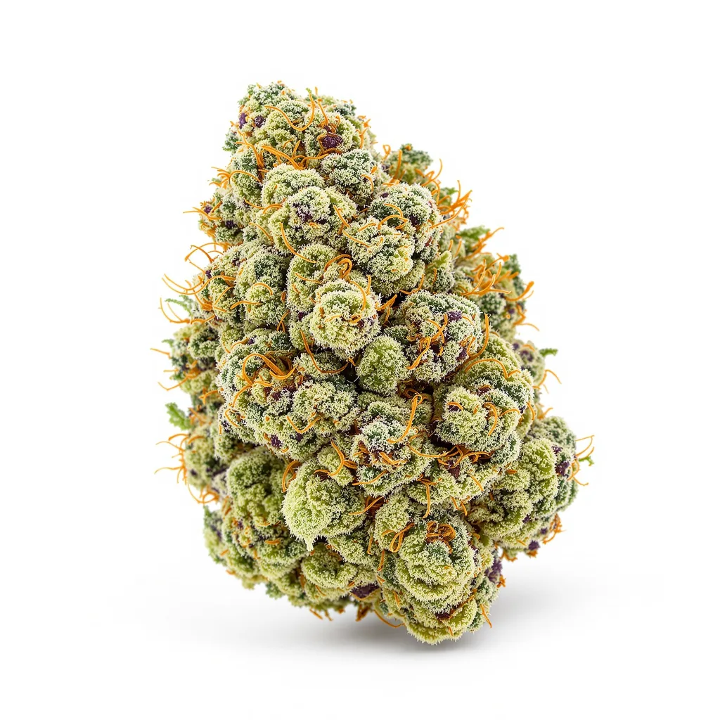 Godfather OG 60% indica / 40% sativa — flor con tricomas visibles