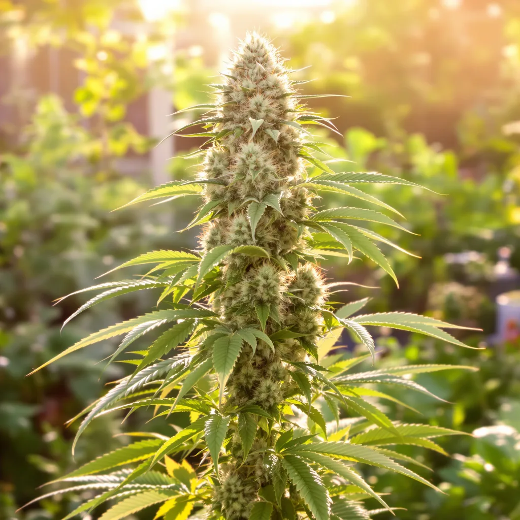 Godfather OG 60% indica / 40% sativa — flor con tricomas visibles