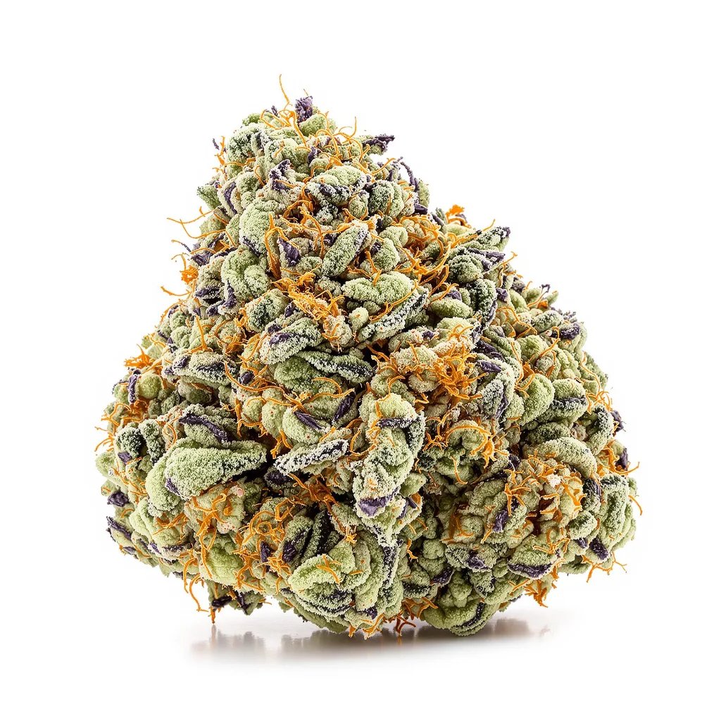 Godfather OG 60% indica / 40% sativa — flor con tricomas visibles