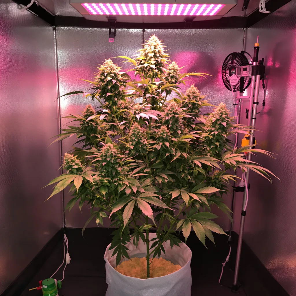 Planta de cannabis Godfather Purple Kush en fase de floración — 120-180 cm feminizada