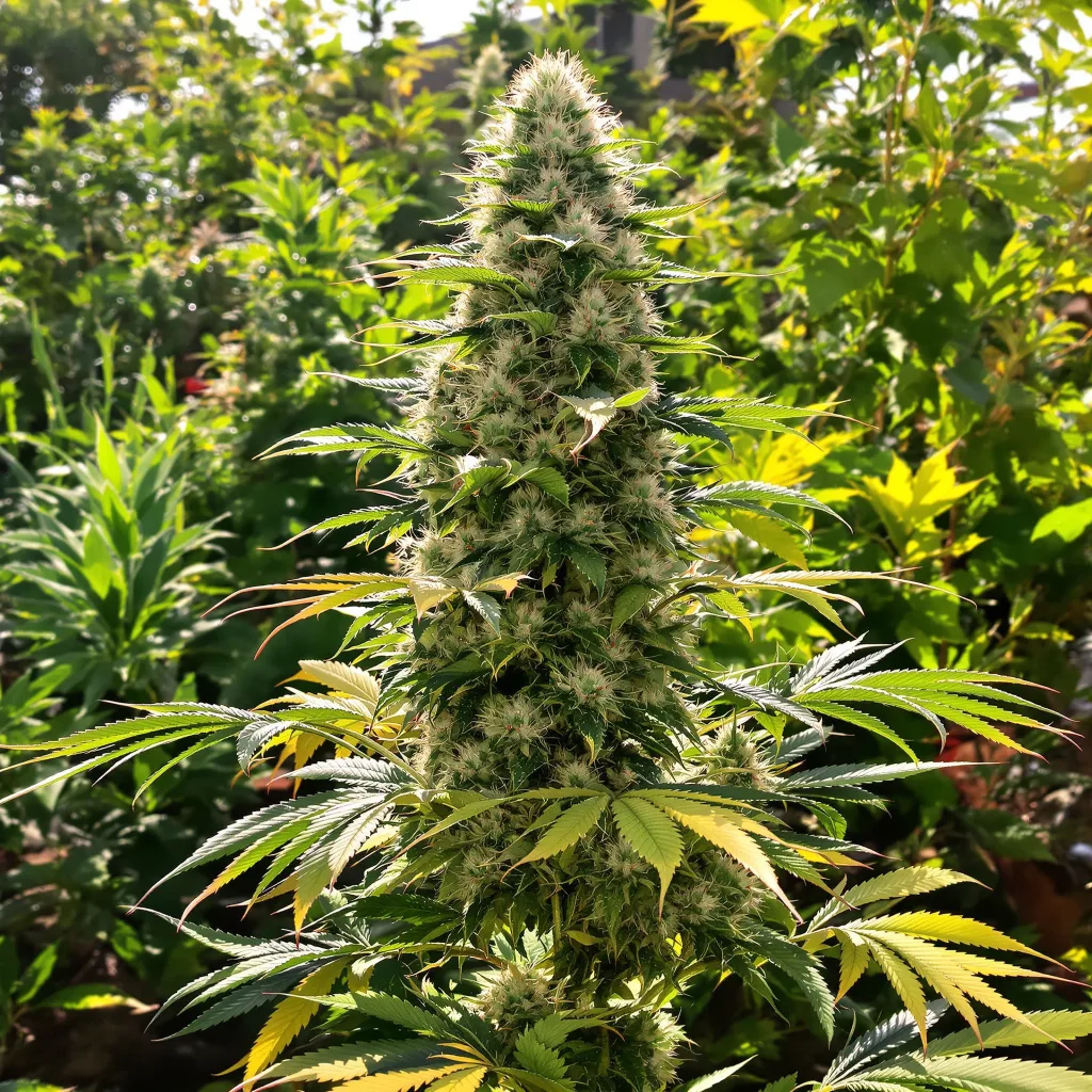 Godfather Purple Kush 53% indica / 47% sativa — flor con tricomas visibles