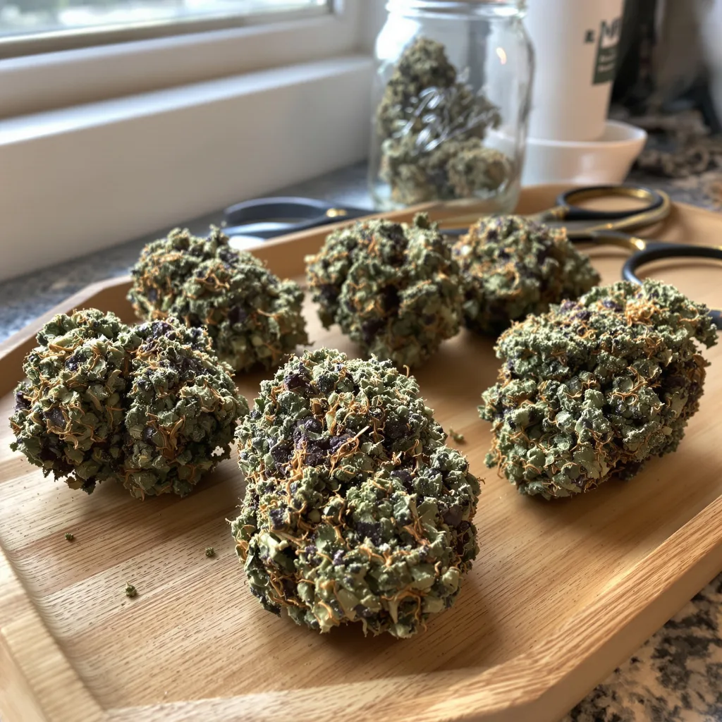 Godzilla Glue 69% indica / 31% sativa — flor con tricomas visibles