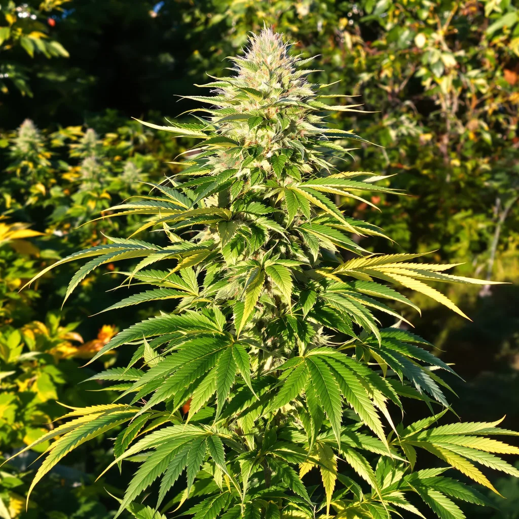 Godzilla Glue 69% indica / 31% sativa — flor con tricomas visibles