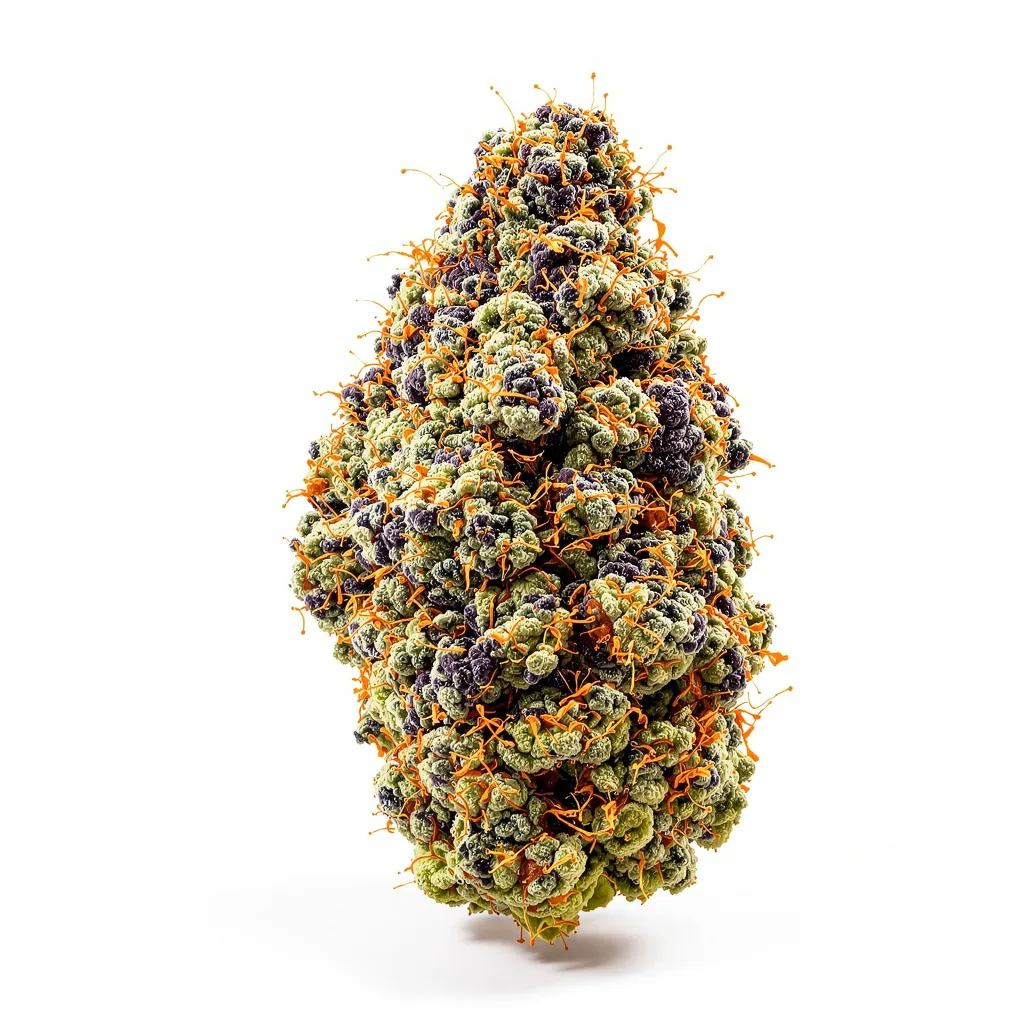 Godzilla Glue 69% indica / 31% sativa — flor con tricomas visibles