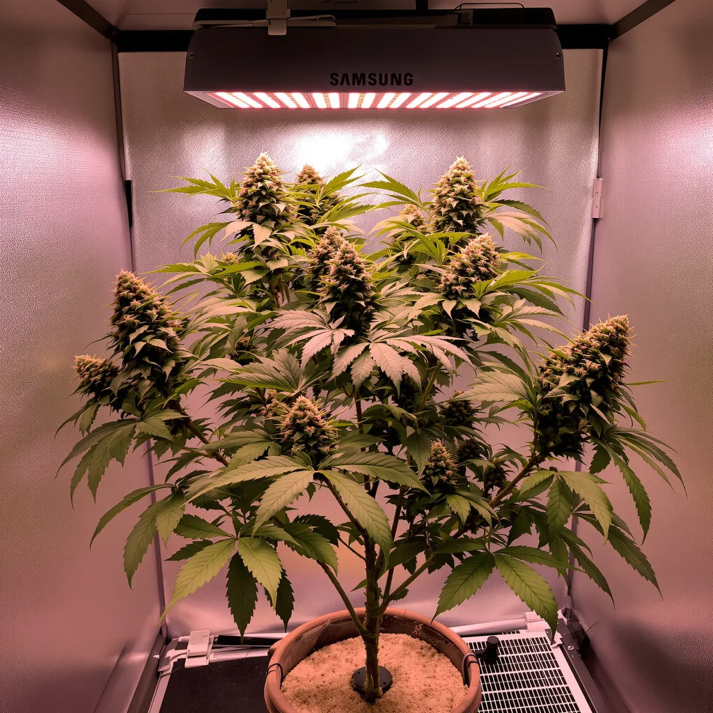Planta de cannabis Goji OG Haze en fase de floración — 90-130 cm feminizada