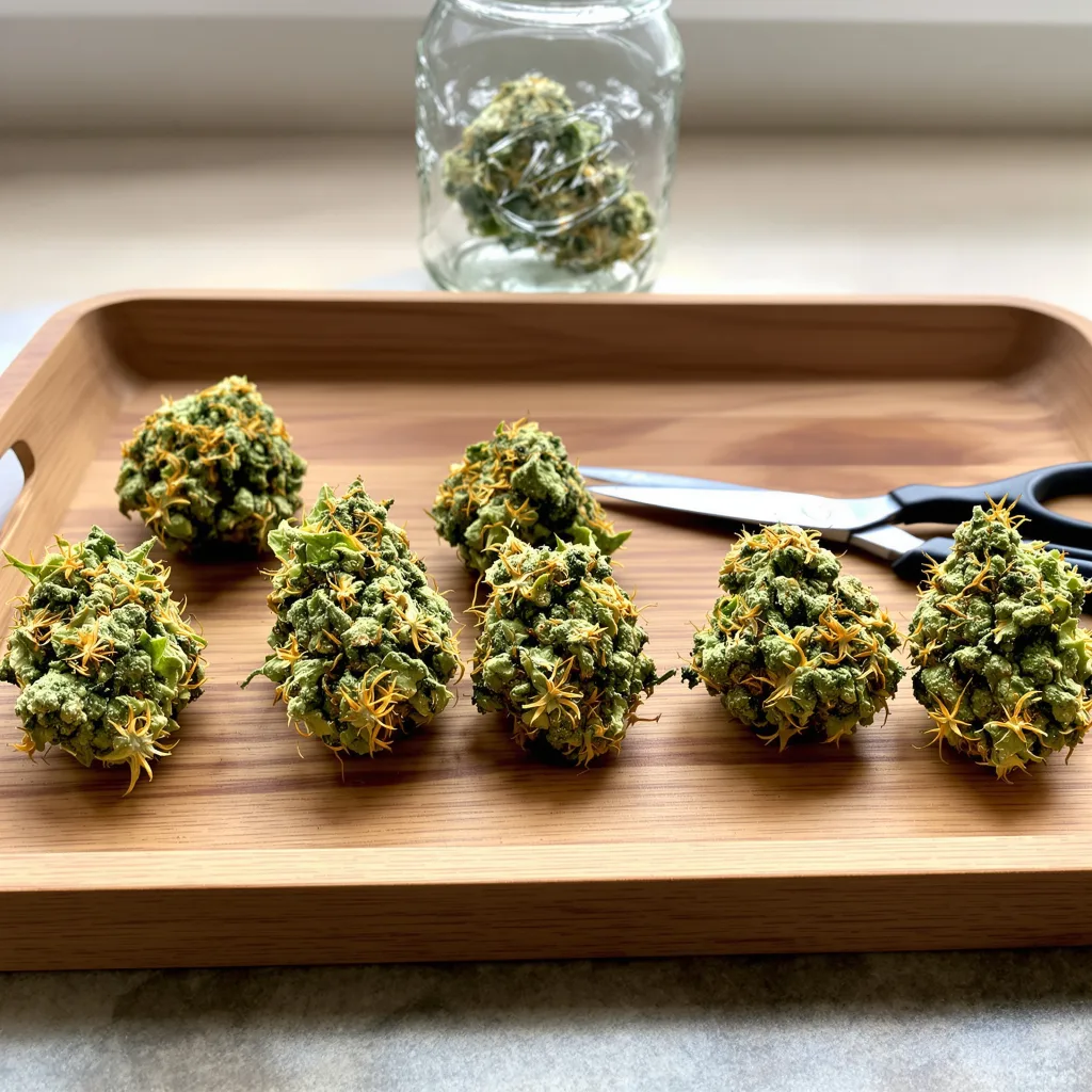 Golden Goat 6% indica / 94% sativa — flor con tricomas visibles