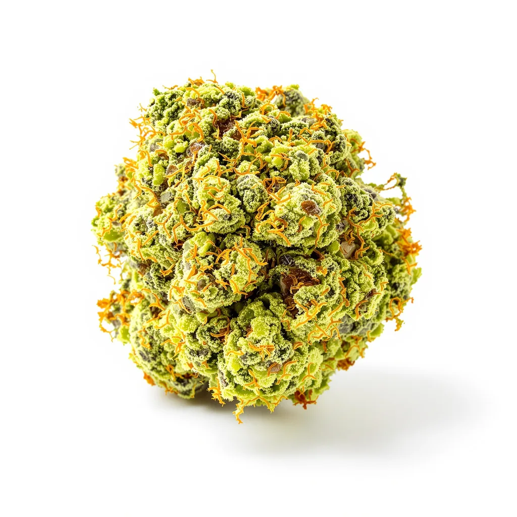 Golden Goat 6% indica / 94% sativa — flor con tricomas visibles