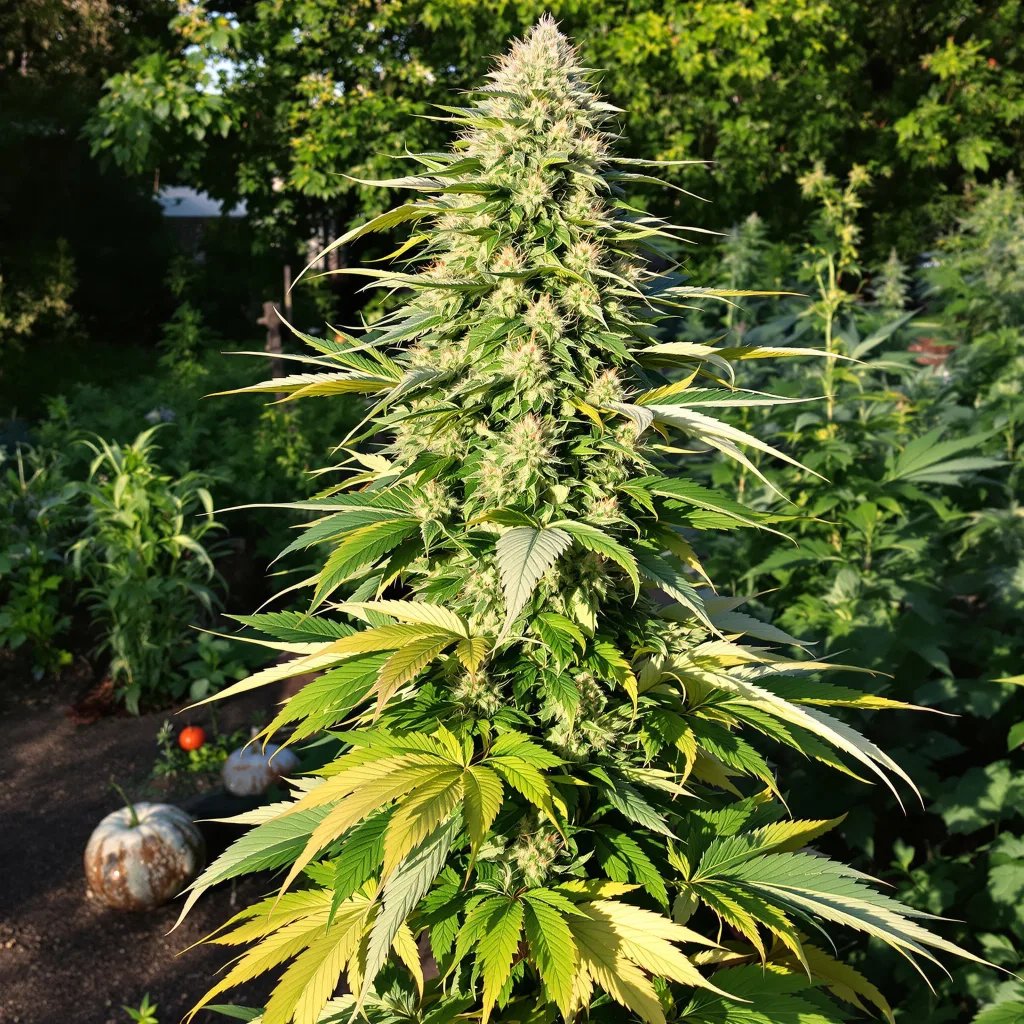 Golden Nugget 37% indica / 63% sativa — flor con tricomas visibles
