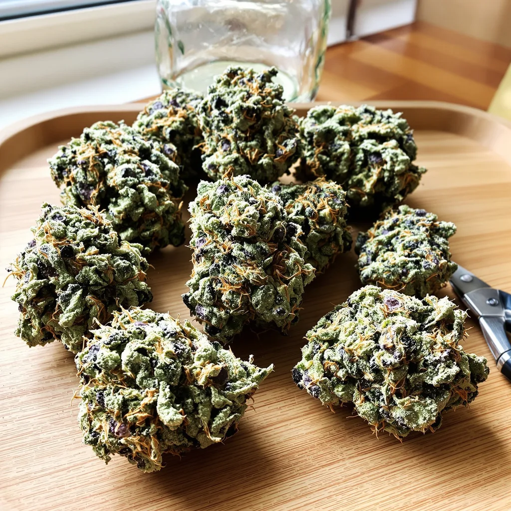 Golden Pineapple 50% indica / 50% sativa — flor con tricomas visibles