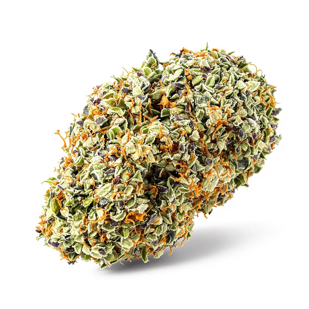 Golden Pineapple 50% indica / 50% sativa — flor con tricomas visibles