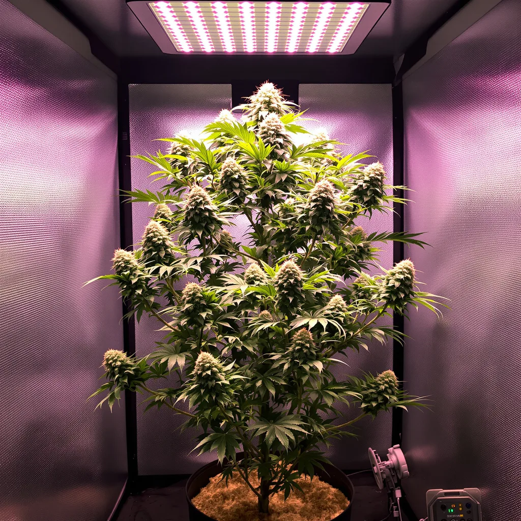 Planta de cannabis Golden Ticket en fase de floración — 60-100 cm autofloración