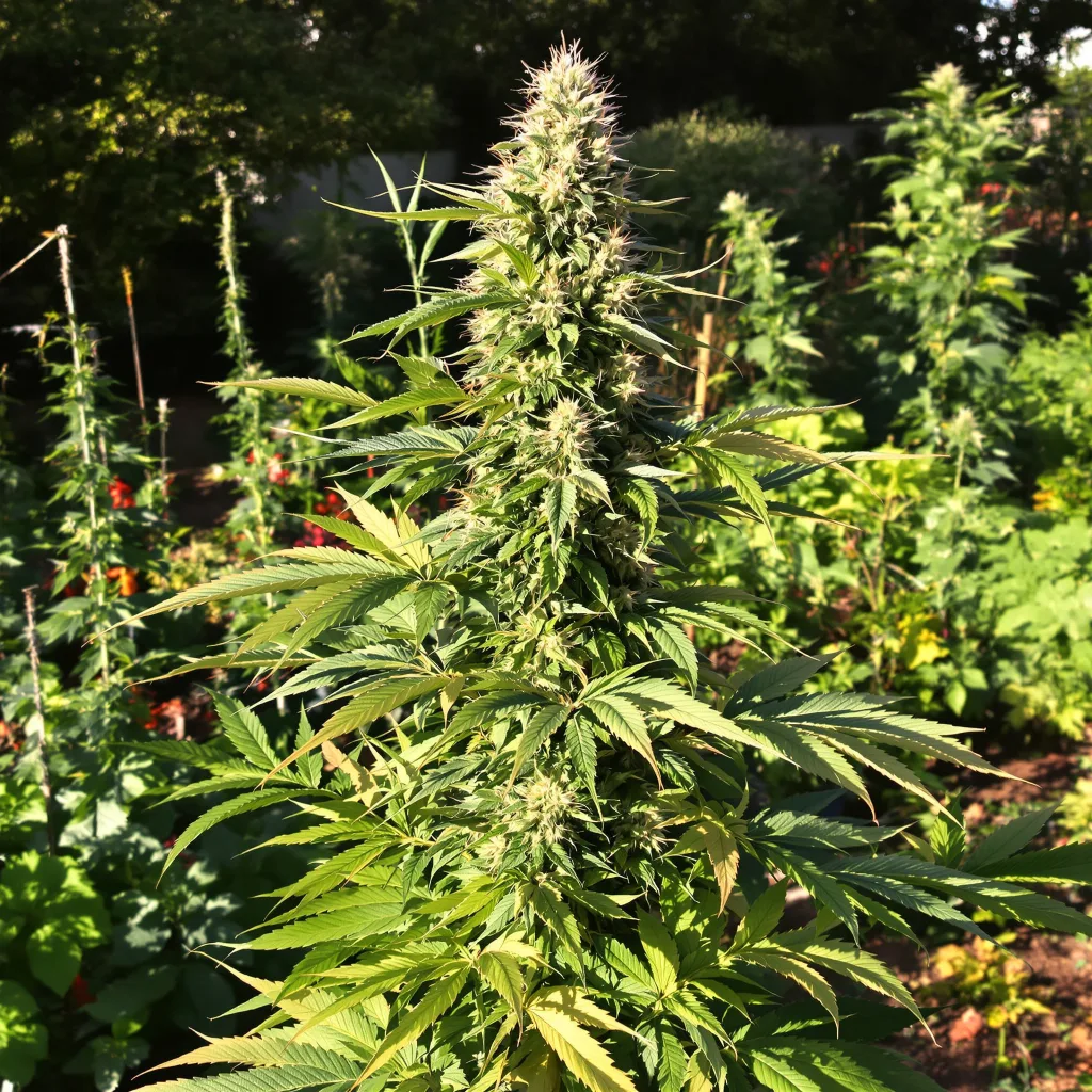 Golden Ticket 50% indica / 50% sativa — flor con tricomas visibles