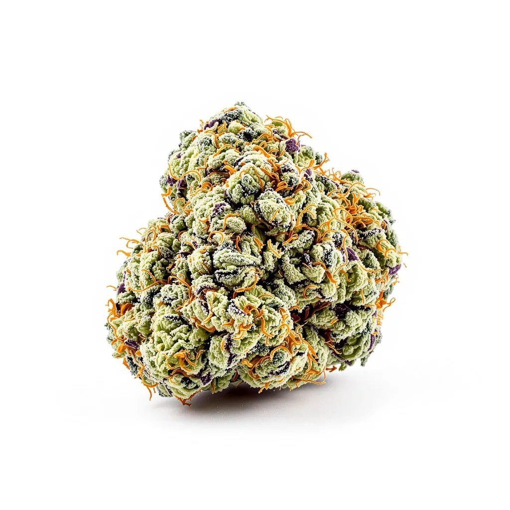 Goon Berries 63% indica / 37% sativa — flor con tricomas visibles