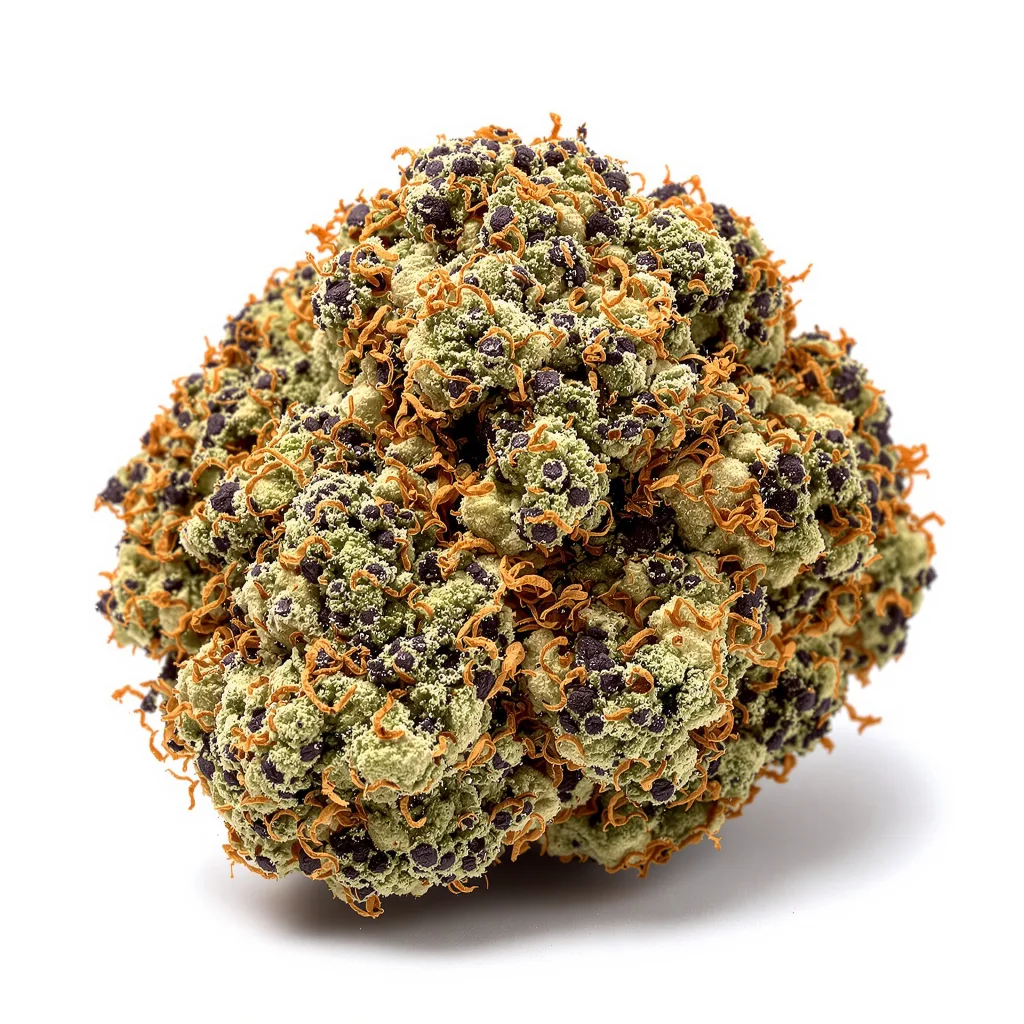 Gorilla Biscuit 67% indica / 33% sativa — flor con tricomas visibles