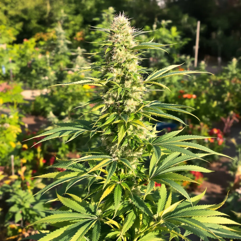 Gorilla Glue 51% indica / 49% sativa — flor con tricomas visibles