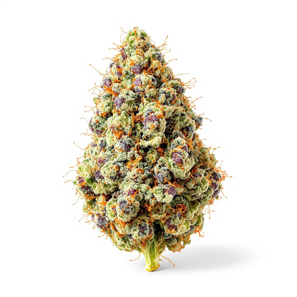 Gorilla Glue 51% indica / 49% sativa — flor con tricomas visibles
