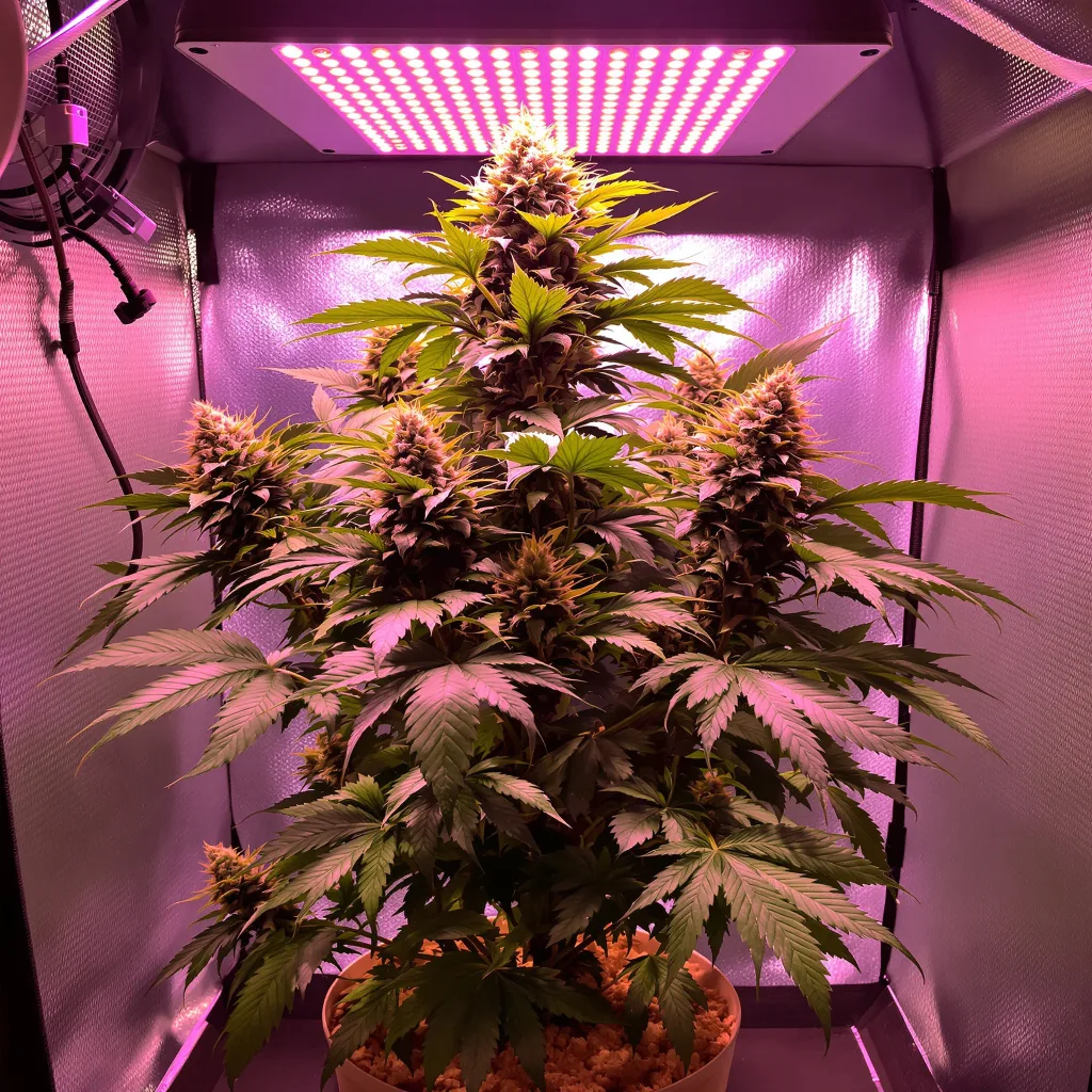 Planta de cannabis Grand Doggy Purps en fase de floración — 90-130 cm feminizada