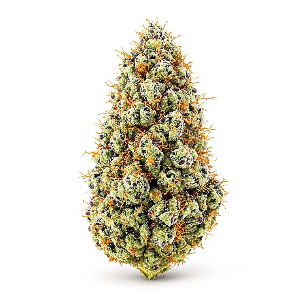 Grandmas Sugar Cookies 58% indica / 42% sativa — flor con tricomas visibles