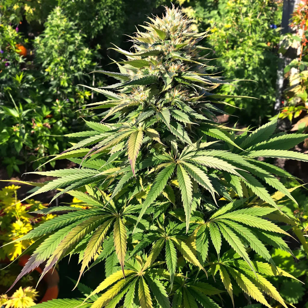Grandmommy Purple 76% indica / 24% sativa — flor con tricomas visibles