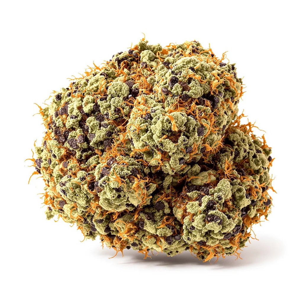 Grandpa Larry OG 76% indica / 24% sativa — flor con tricomas visibles