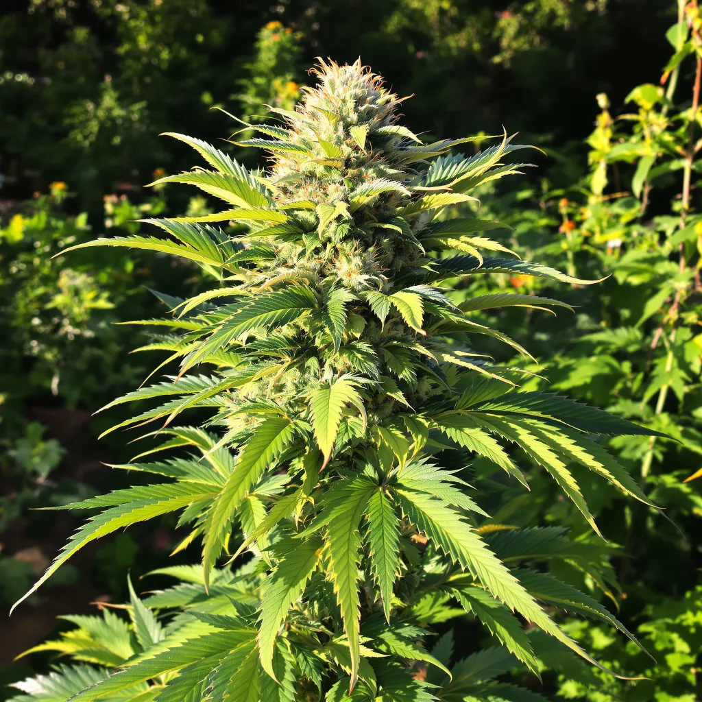 Grape Ape 68% indica / 32% sativa — flor con tricomas visibles