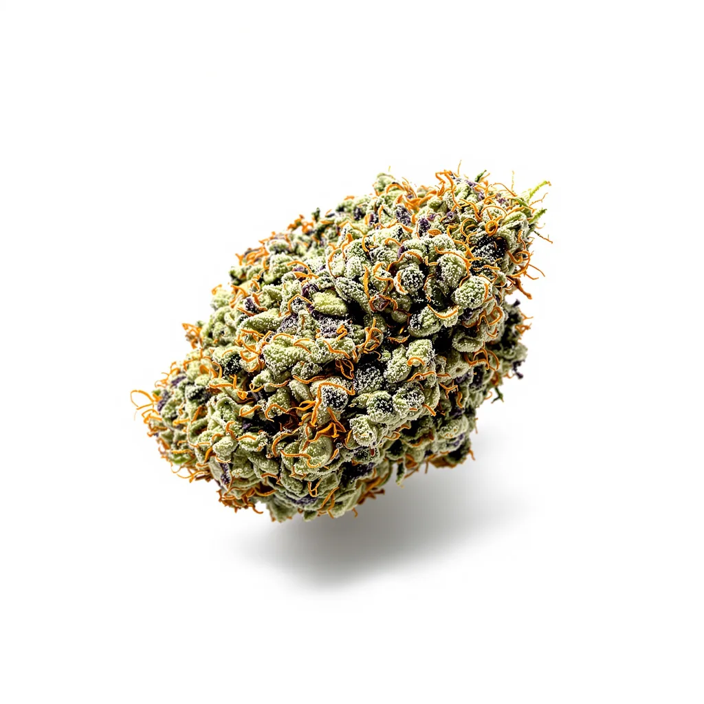 Grape Gas 60% indica / 40% sativa — flor con tricomas visibles