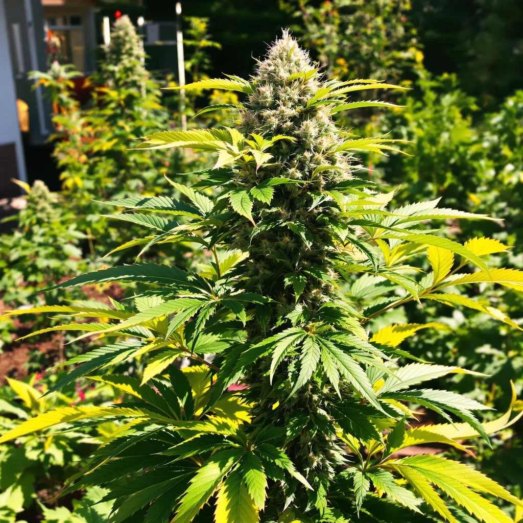 Grape Gelato 57% indica / 43% sativa — flor con tricomas visibles