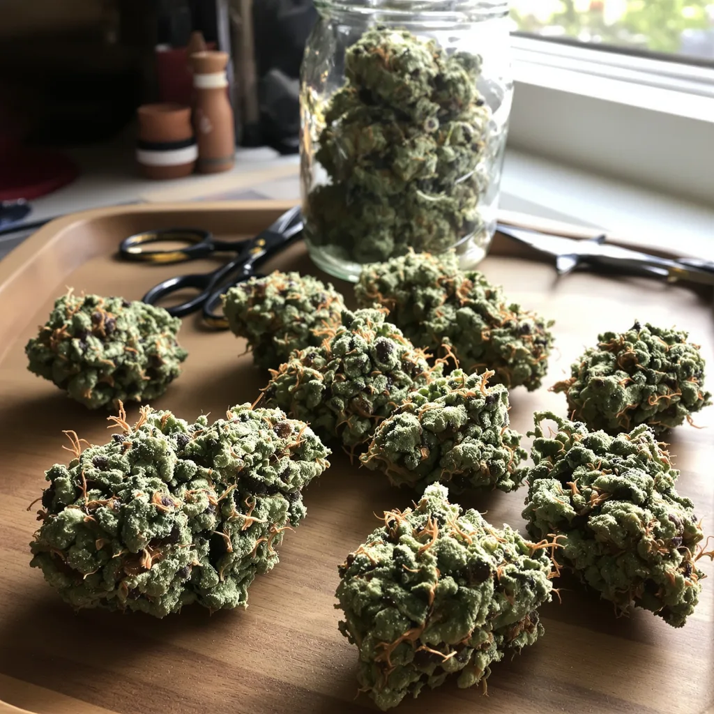 Grape Guava 41% indica / 59% sativa — flor con tricomas visibles