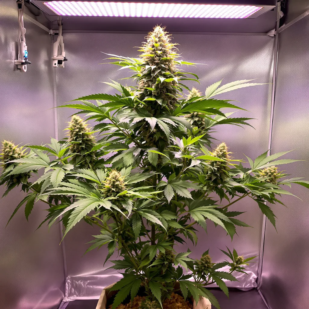 Planta de cannabis Grape Inferno en fase de floración — 60-100 cm autofloración