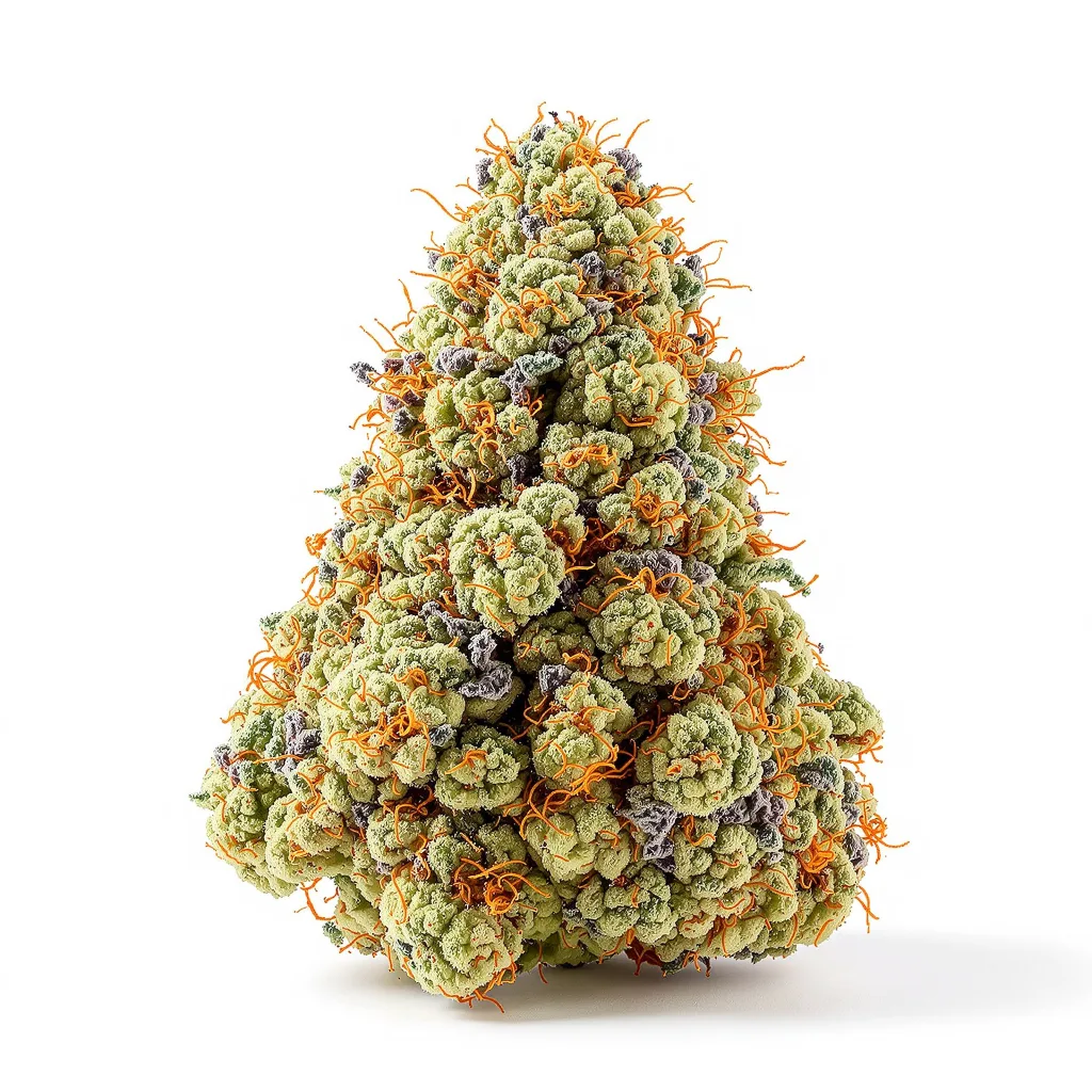 Grape Kush 40% indica / 60% sativa — flor con tricomas visibles
