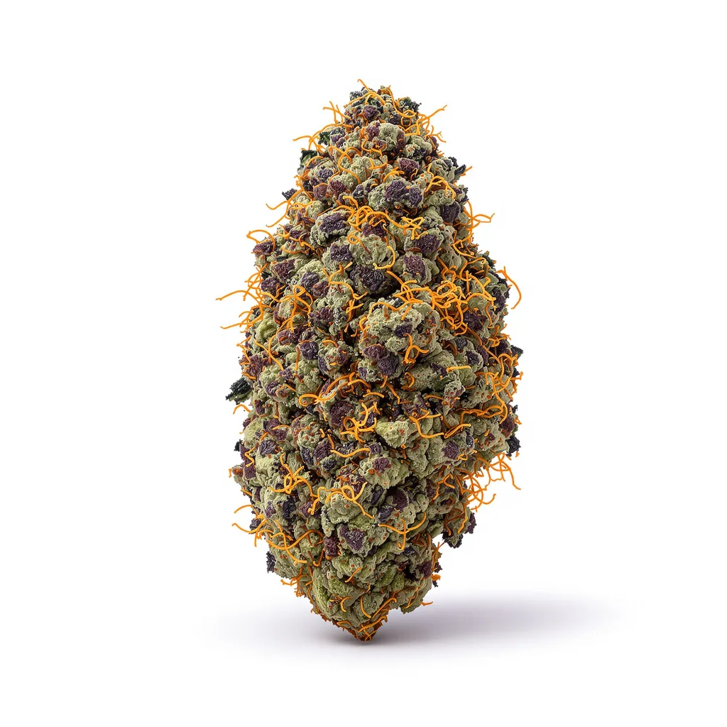Grape Skunk 88% indica / 12% sativa — flor con tricomas visibles