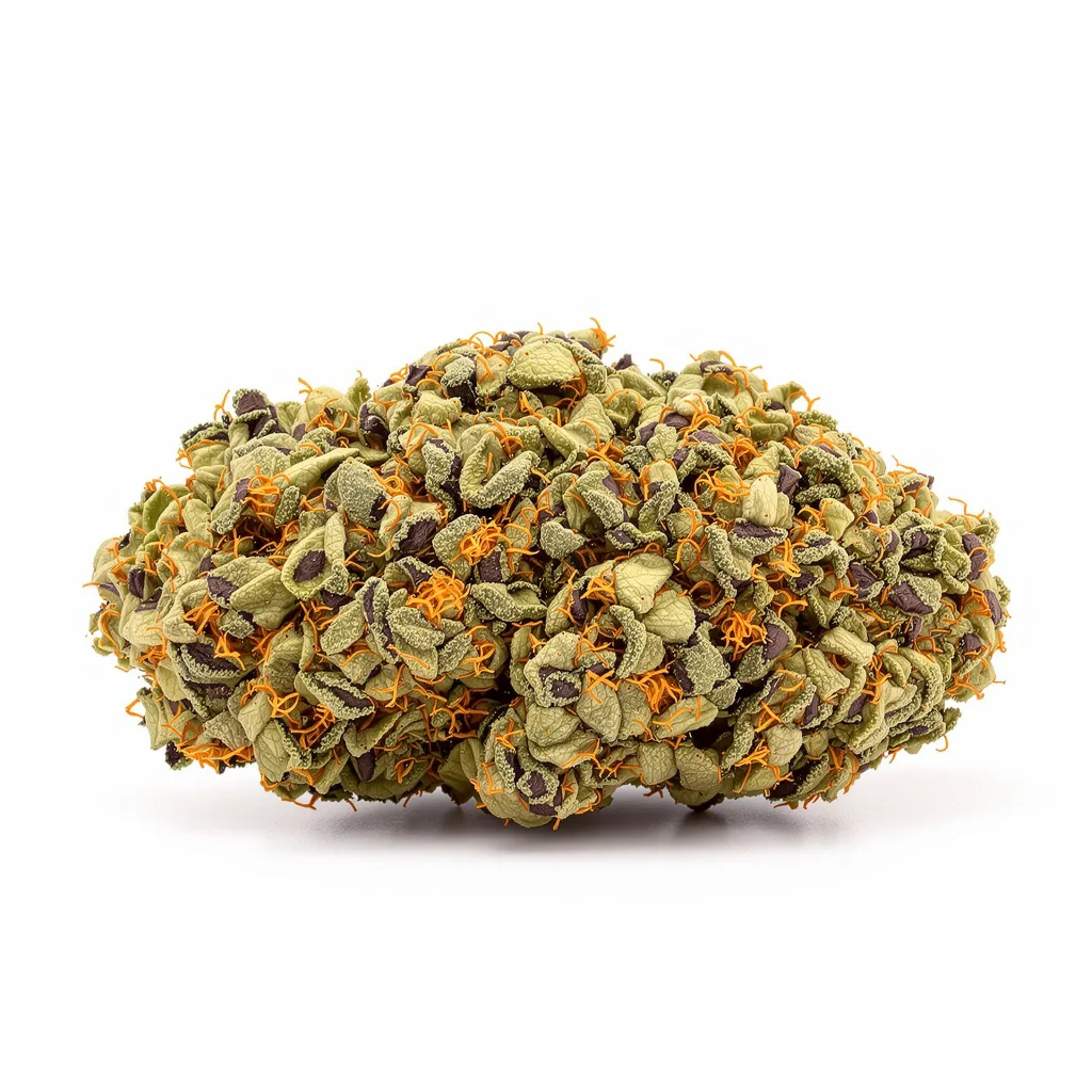 Grape Skunk 88% indica / 12% sativa — flor con tricomas visibles