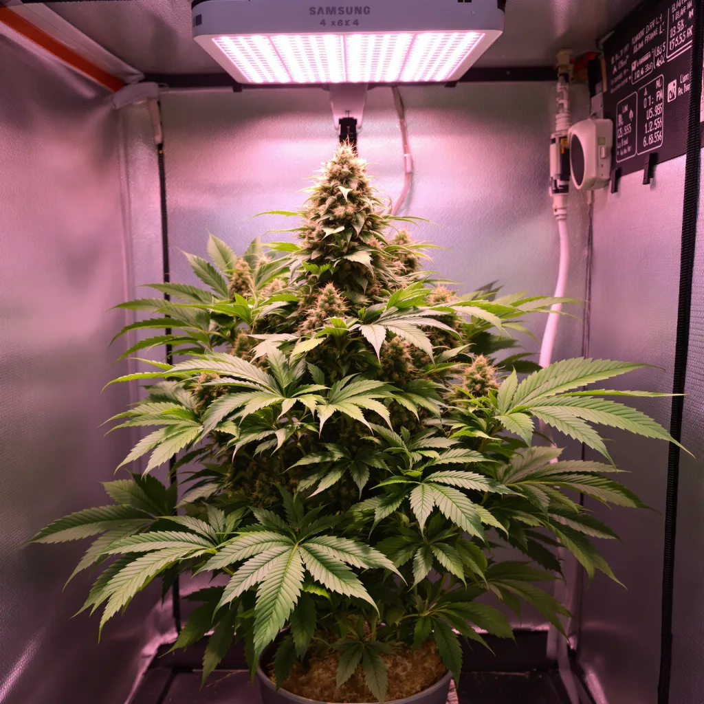 Planta de cannabis Grape Soda en fase de floración — 60-100 cm autofloración