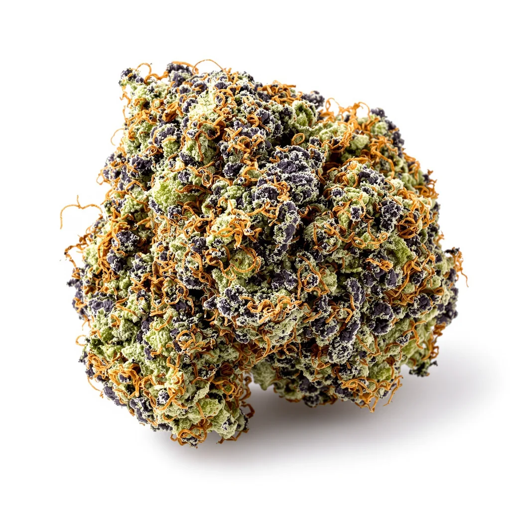Grape Soda 81% indica / 19% sativa — flor con tricomas visibles