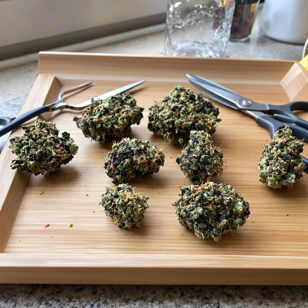 Grape Valley Kush 81% indica / 19% sativa — flor con tricomas visibles