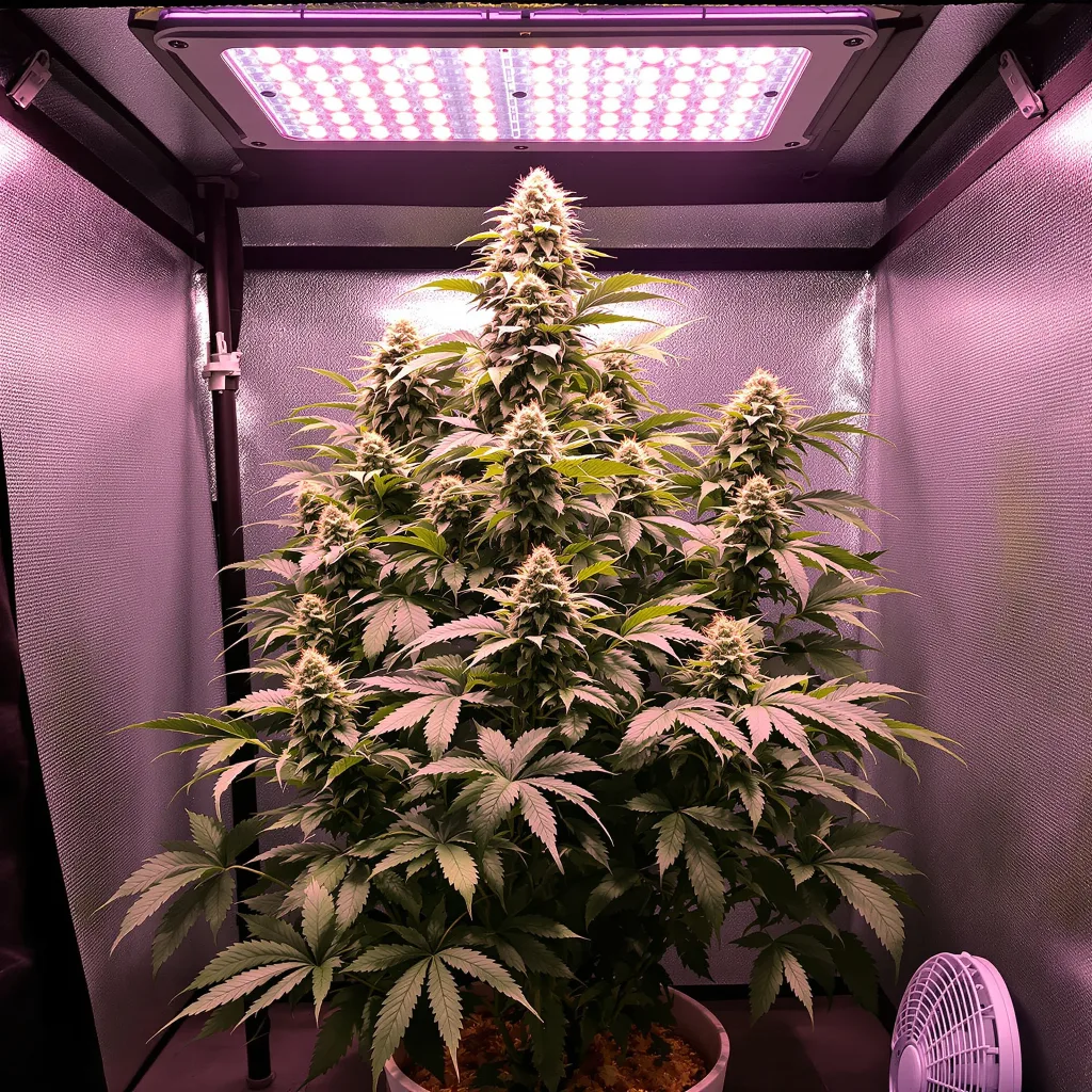 Planta de cannabis Grape Valley Kush en fase de floración — 90-130 cm feminizada