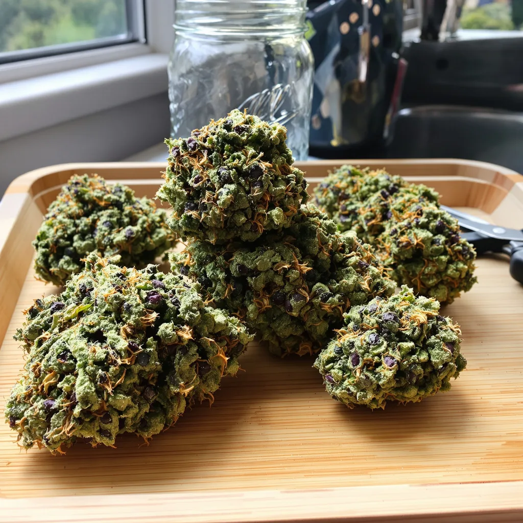 Grapefruit Diesel 60% indica / 40% sativa — flor con tricomas visibles
