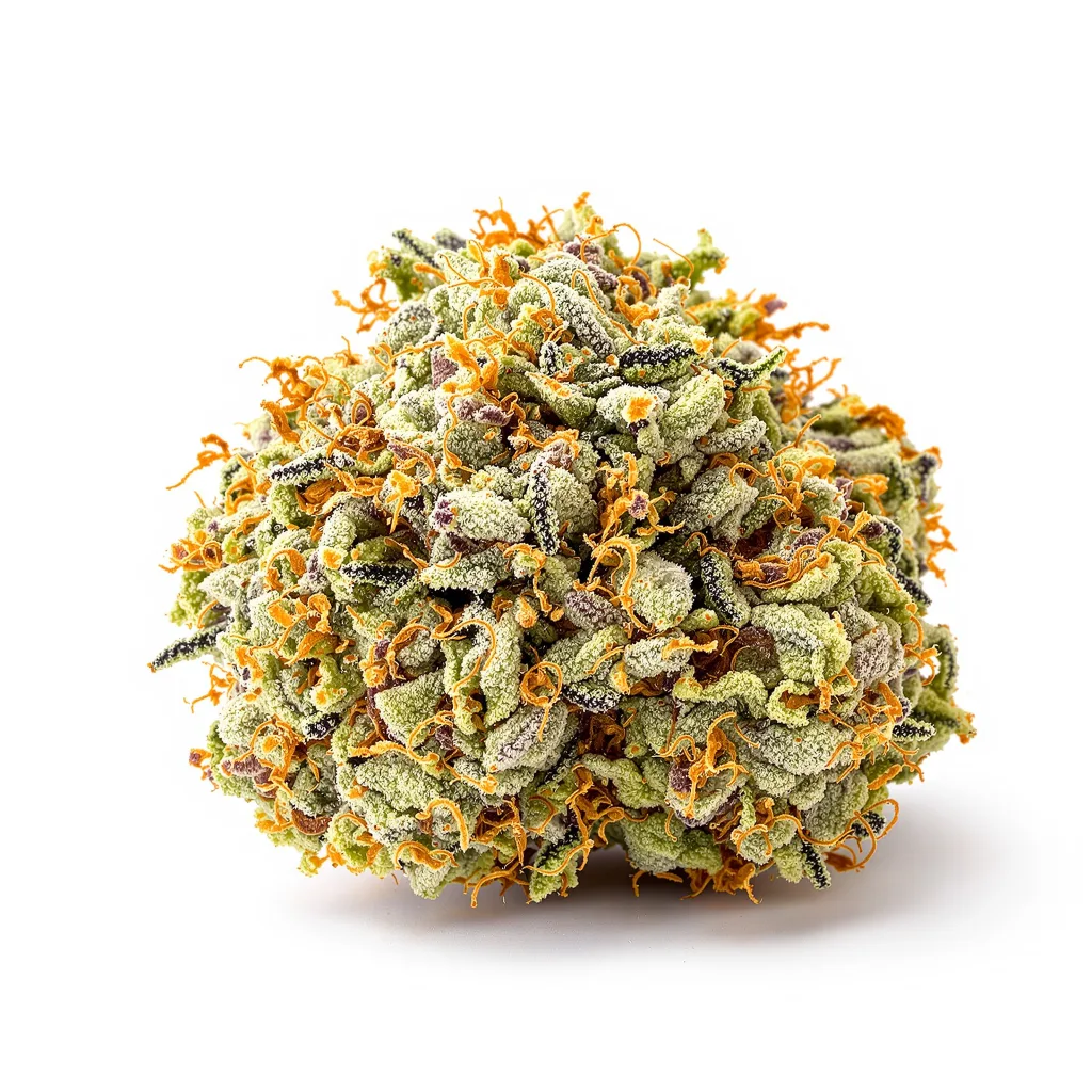 Grapefruit Diesel 60% indica / 40% sativa — flor con tricomas visibles