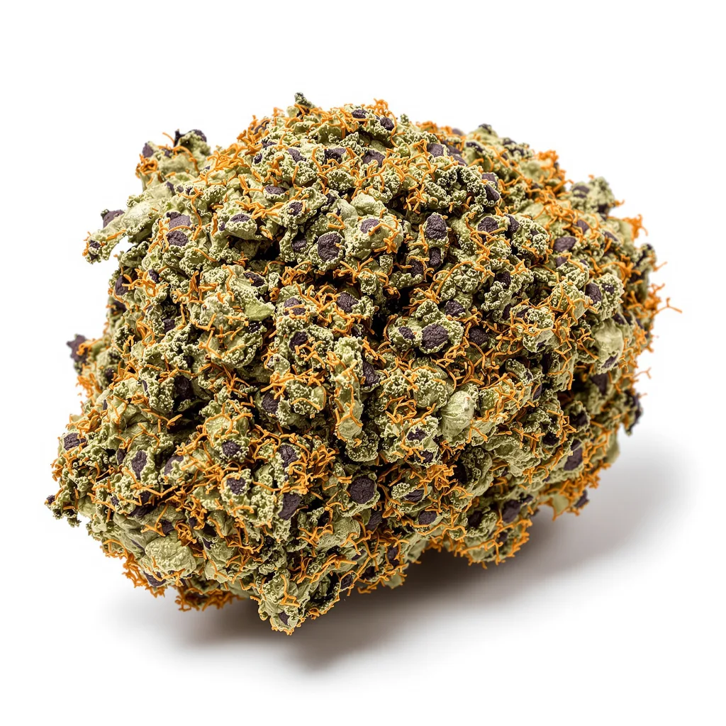 Gravity 75% indica / 25% sativa — flor con tricomas visibles