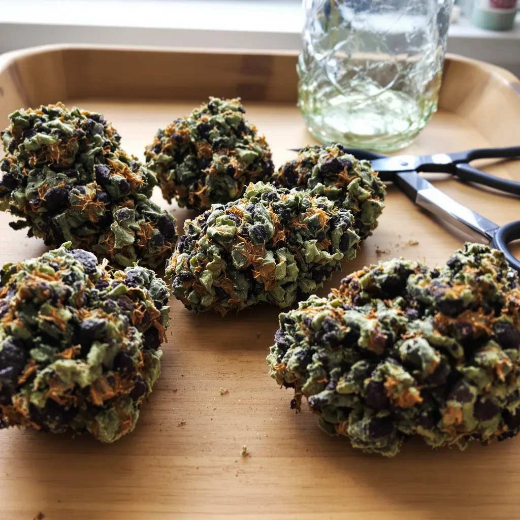 Gravity 75% indica / 25% sativa — flor con tricomas visibles