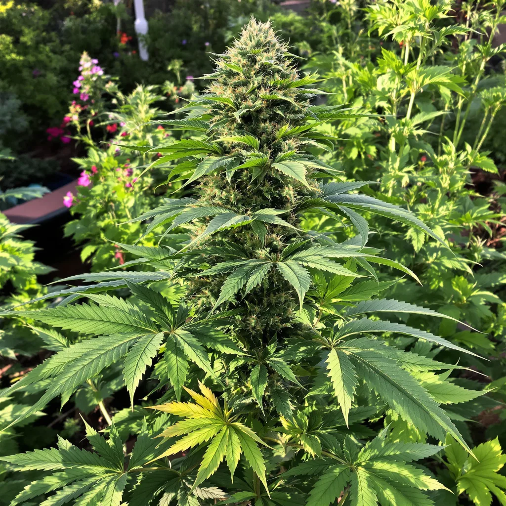 Great White Shark 78% indica / 22% sativa — flor con tricomas visibles