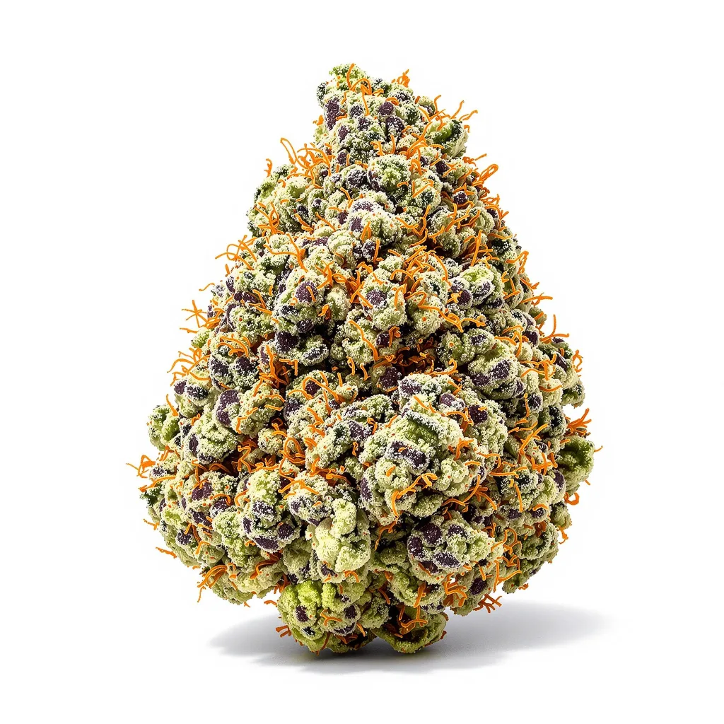 Green Candy 50% indica / 50% sativa — flor con tricomas visibles