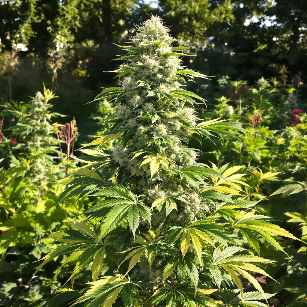 Green Crack 51% indica / 49% sativa — flor con tricomas visibles