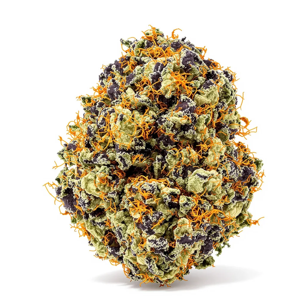 Green Crack Punch 84% indica / 16% sativa — flor con tricomas visibles