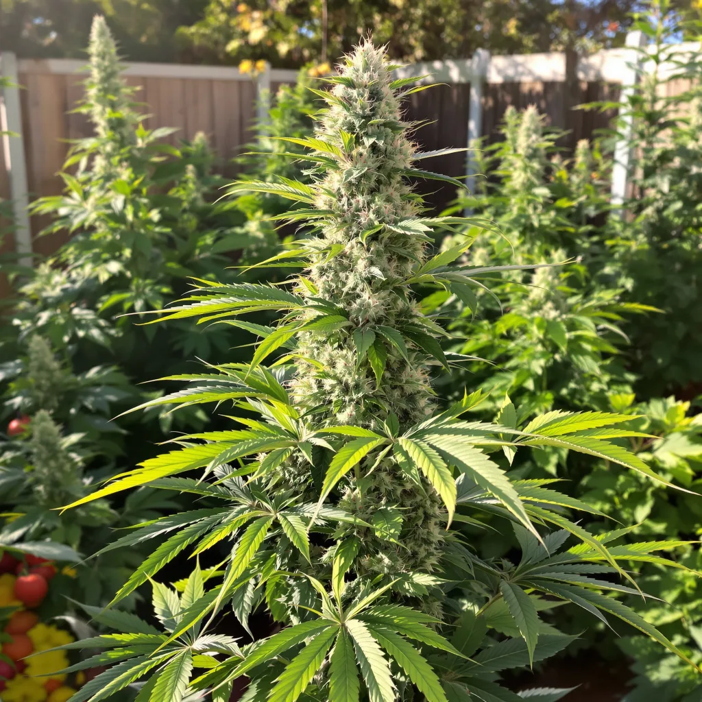 Green Goblin 48% indica / 52% sativa — flor con tricomas visibles