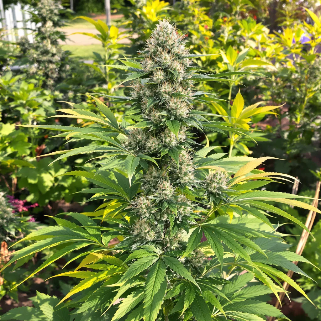 Green Kush 36% indica / 64% sativa — flor con tricomas visibles