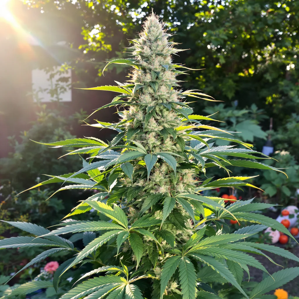 Green Line OG 63% indica / 37% sativa — flor con tricomas visibles